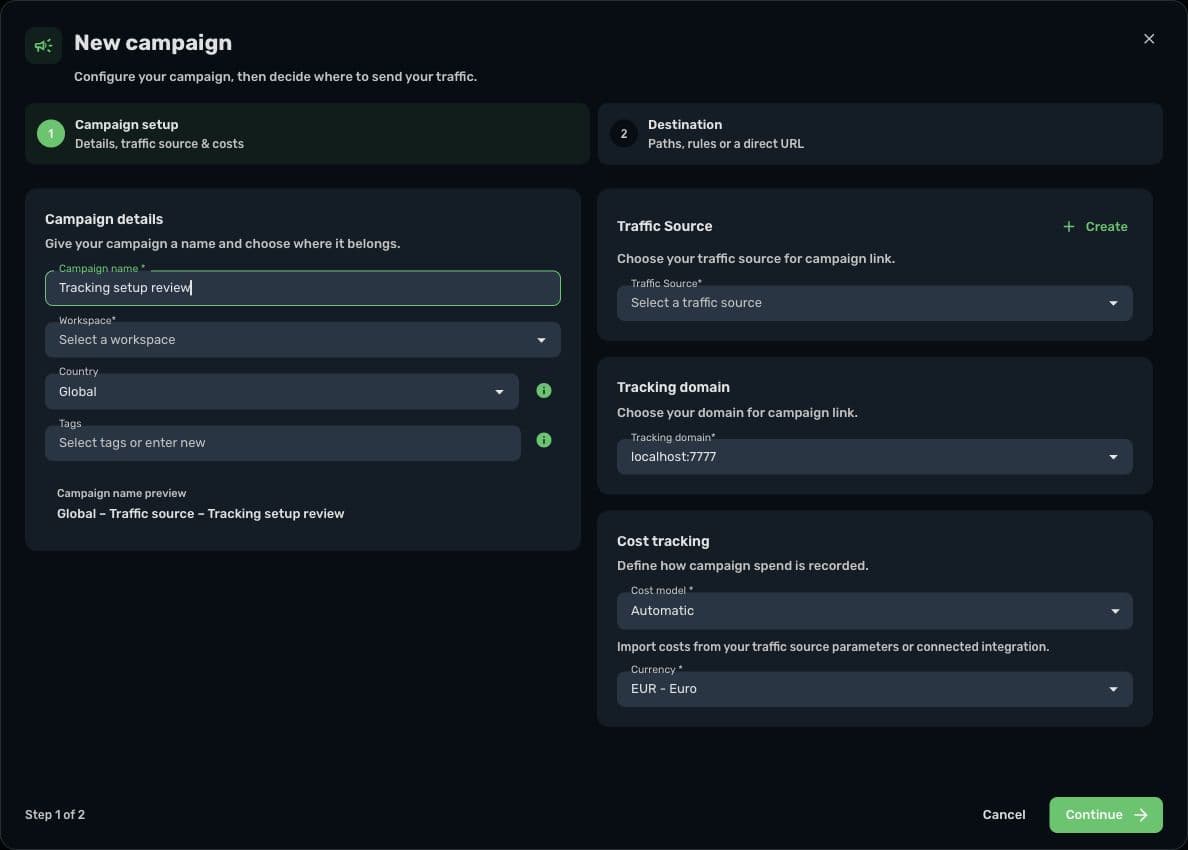 Skro's new-campaign editor showing campaign setup controls