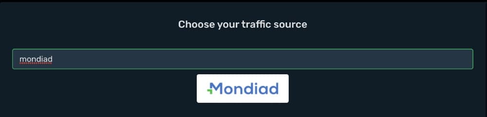 Setup Mondiad traffic source step 2