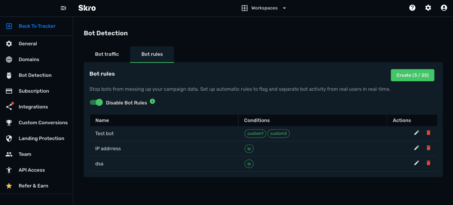 Skro automated bot detection