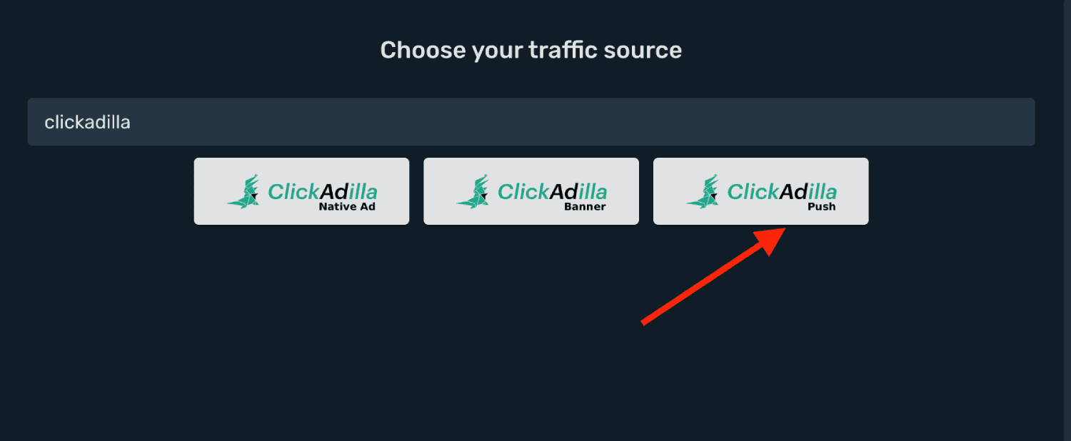 Choose ClickAdilla on the list
