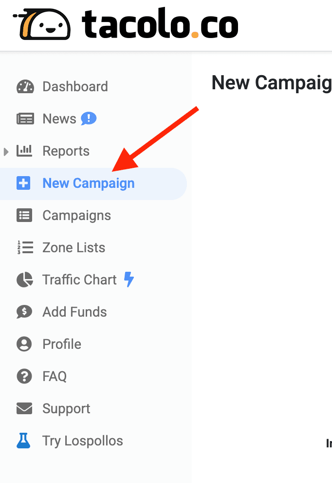 Step 2. Create a campaign on TacoLoco.