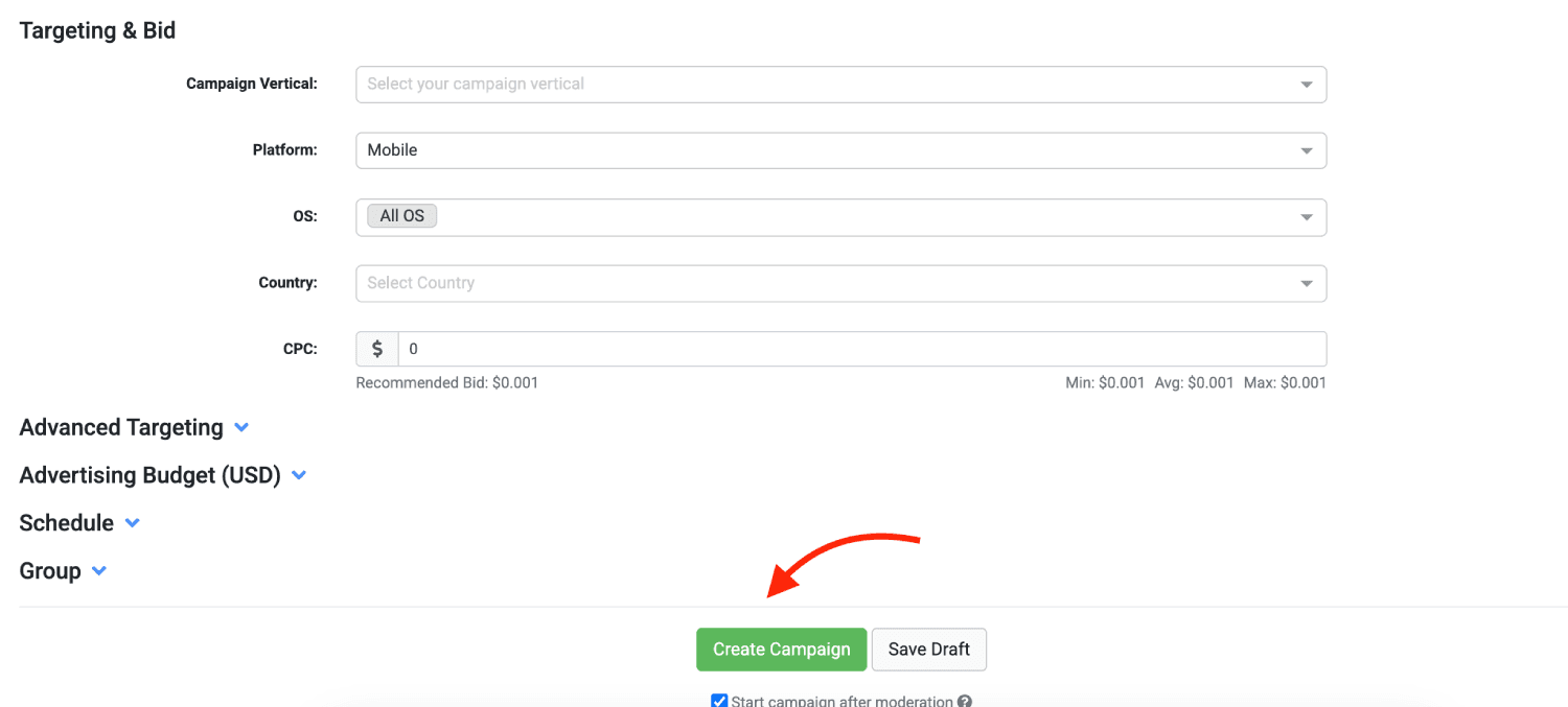 Step 3. Create a campaign on TacoLoco.