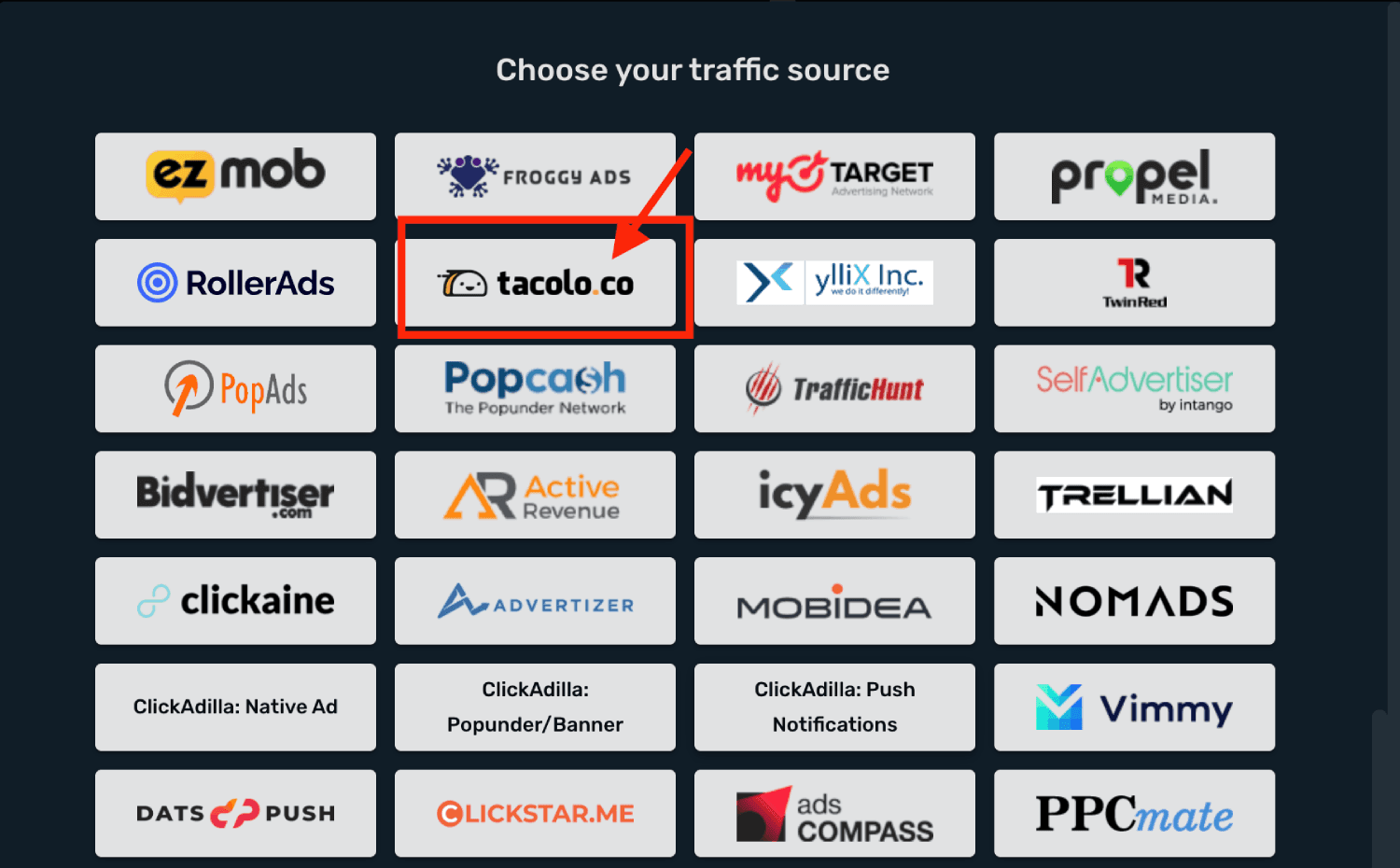 Choose TacoLoco on the list
