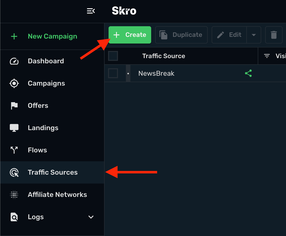 Setup NewsBreak traffic source Step 1