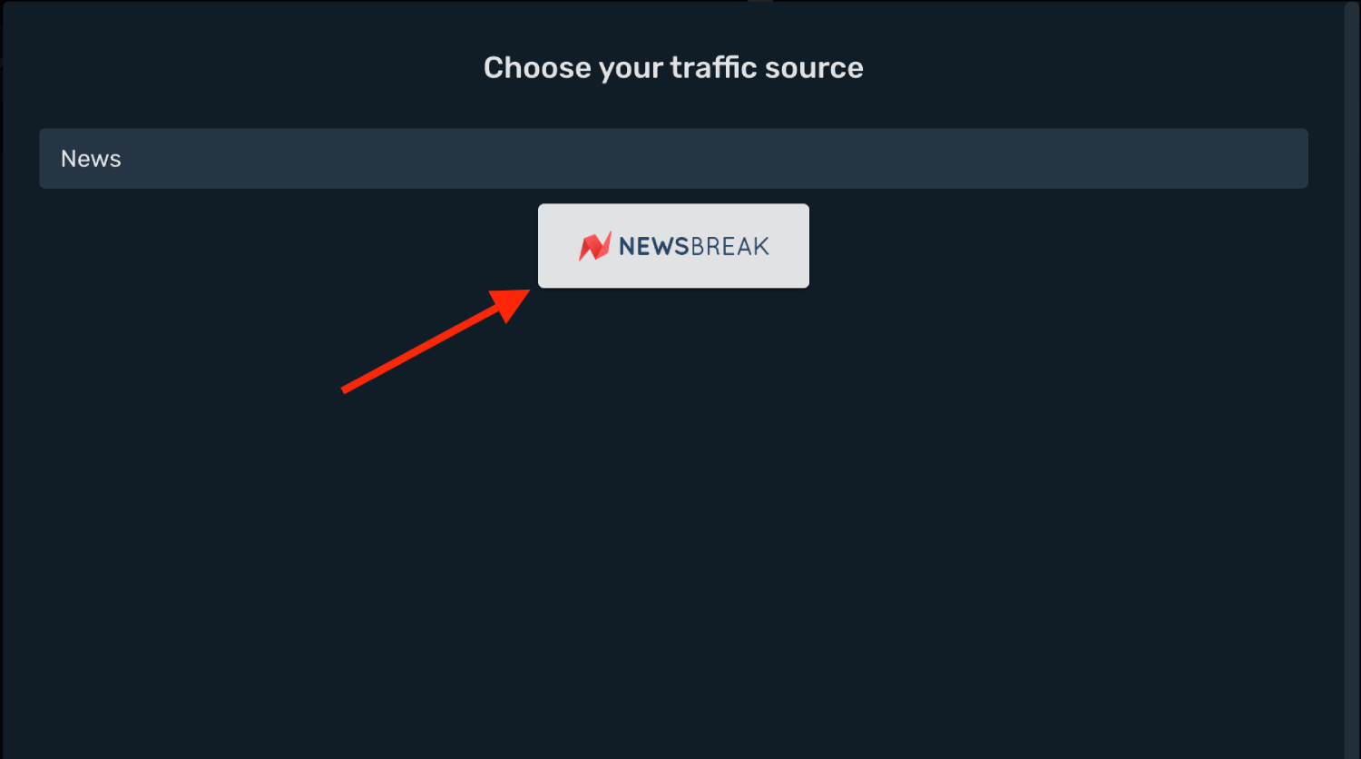 Setup NewsBreak traffic source step 2