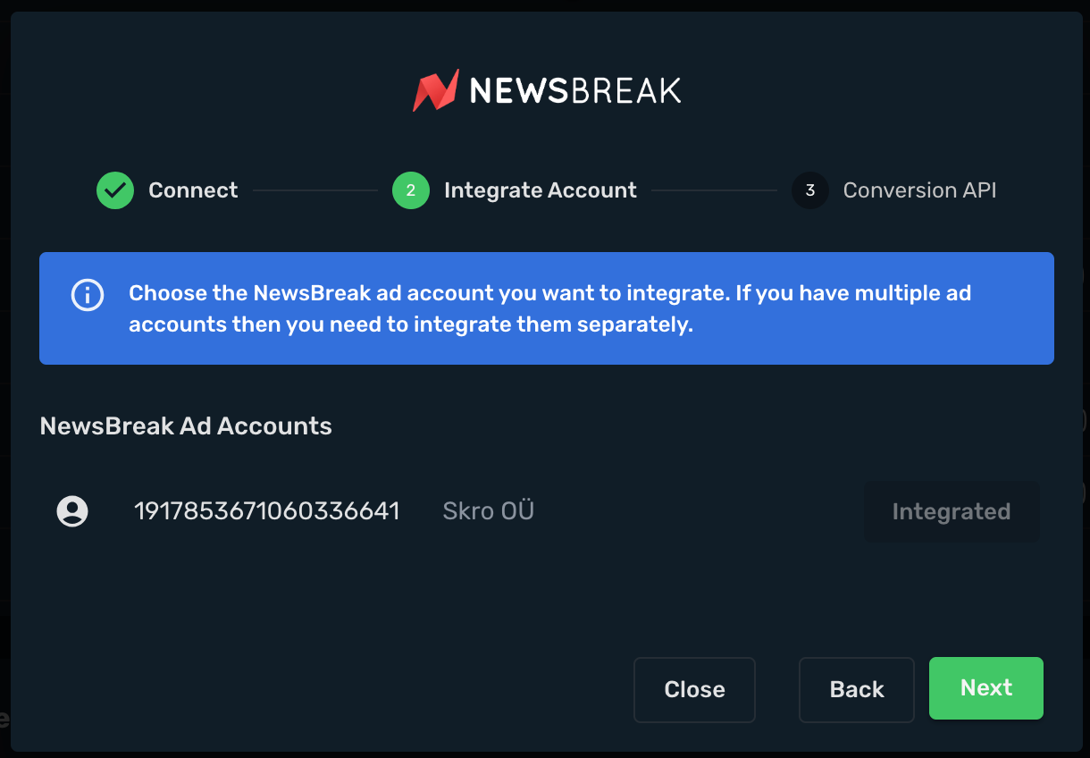 NewsBreak Integration step 4