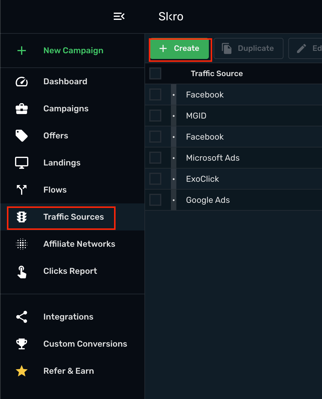 Setup Revcontent traffic source Step 1
