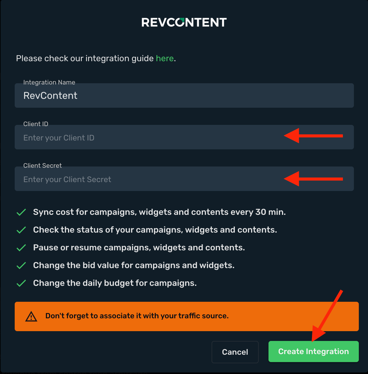 Revcontent Integration step 3