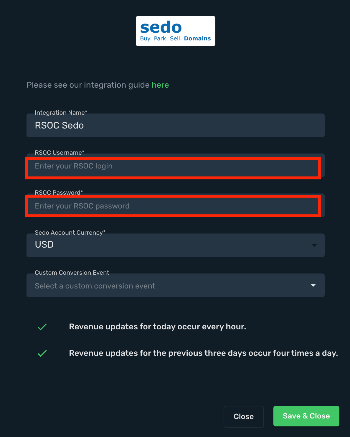 Sedotmp RSOC integration step 3