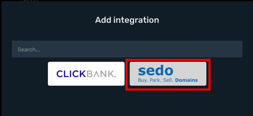 Sedo integration step 2